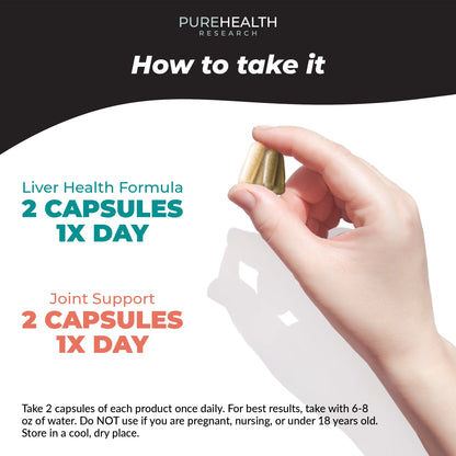 Liver Health Formula for Liver Cleanse & Detox and Joint Support Supplement for Joint Health, Bundle Pack by