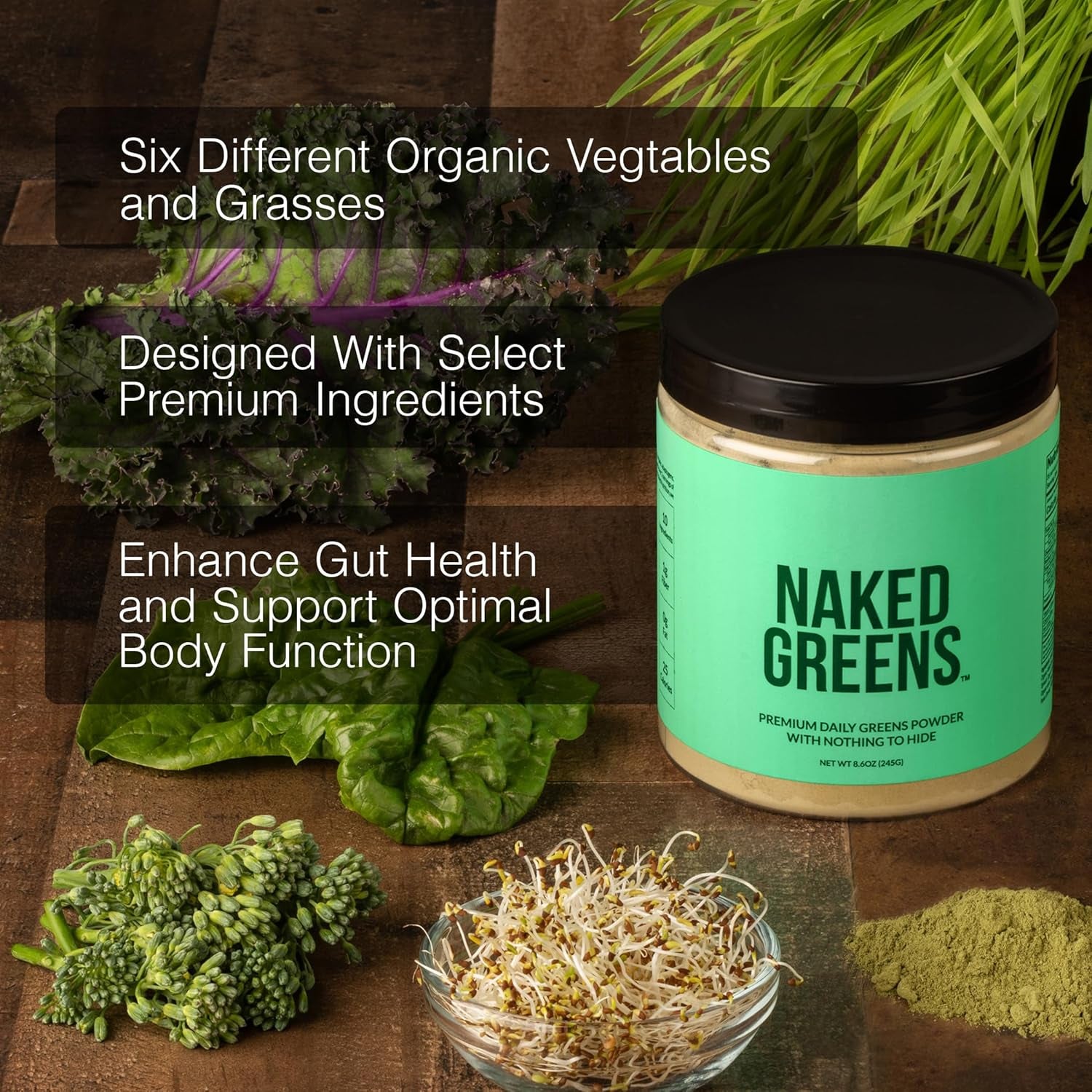 Naked Super Greens Powder Organic Greens Supplement - Only 10 Premium Ingredient