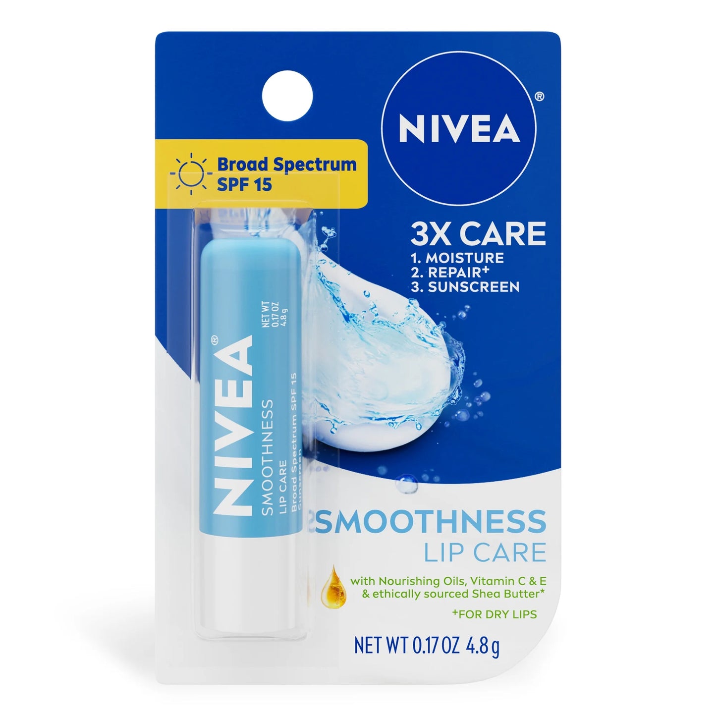 Smoothness Lip Care, Lip Balm SPF 15 with Shea Butter, 0.17 Oz Stick