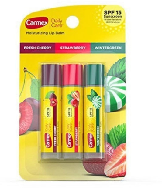 Daily Care Moisturizing Lip Balm Sticks, SPF 15, Multi-Flavor Lip Balm, 3 Count (1 Pack of 3)