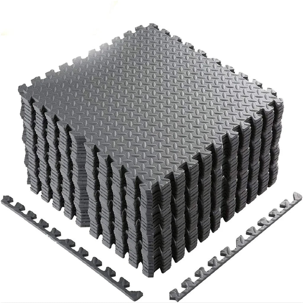 11.8" X 11.8" Black Foam Interlocking Floor Mats, Waterproof 12 Pack