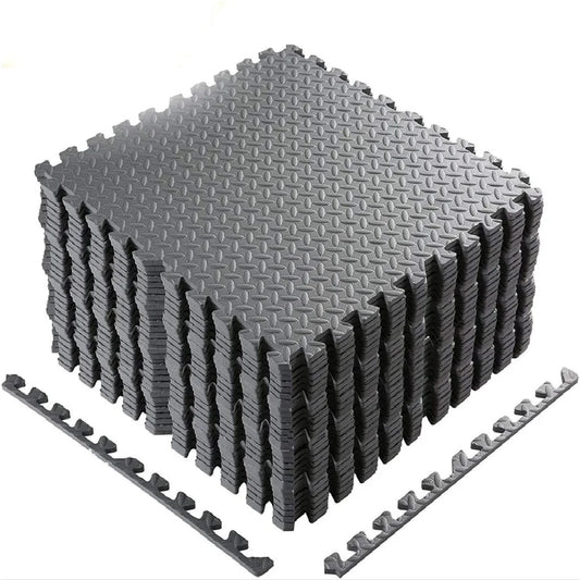 11.8" X 11.8" Black Foam Interlocking Floor Mats, Waterproof 12 Pack