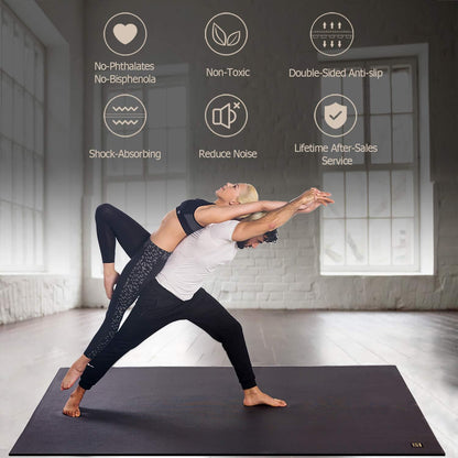 Large Yoga Mat 6'X4'/6'X6'/7'X5'(7Mm/9Mm), Extra Thick Workout Mats for Home Gym Flooring,Ultra Comfortable Non-Slip Quick Resilient Barefoot Wide Exercise Mat for Pilates,Stretching,Meditation