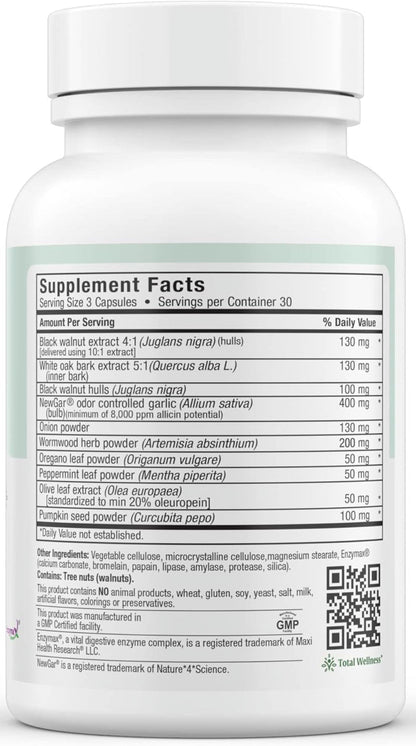 Intestinal Cleanse for Humans - Natural Digestive Colon Gut Flora Body Detox for Women - Gut Cleanse for Men - Bloated Belly Relief with Black Walnut Wormwood Herb (90 Capsules)