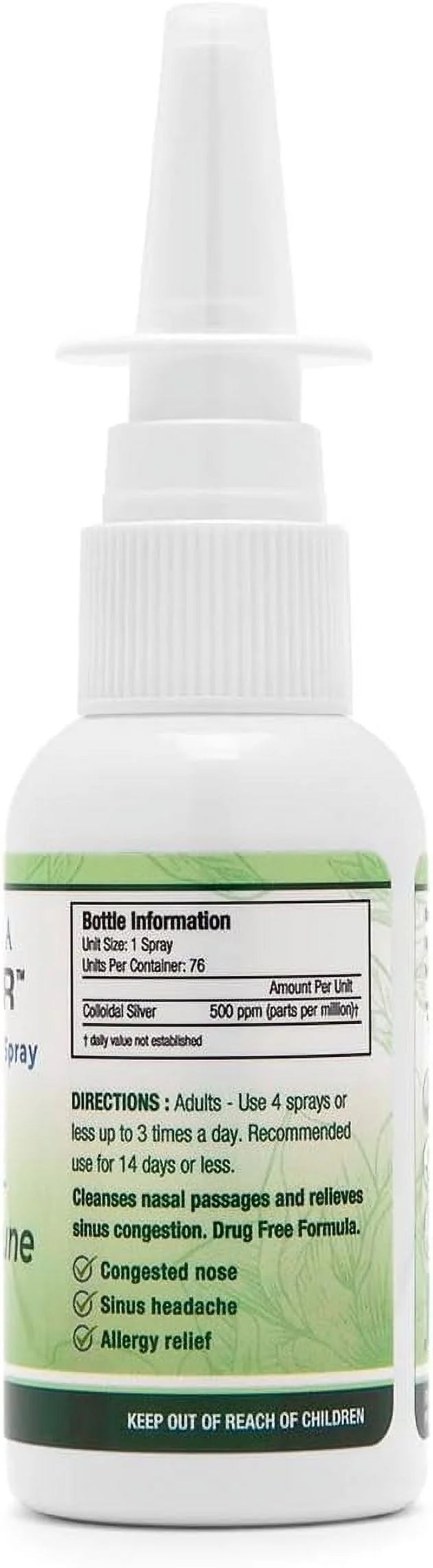 ® Colloidal Silver Nasal Spray | 500 PPM | 2 Ounce Vertical Spray Bottle
