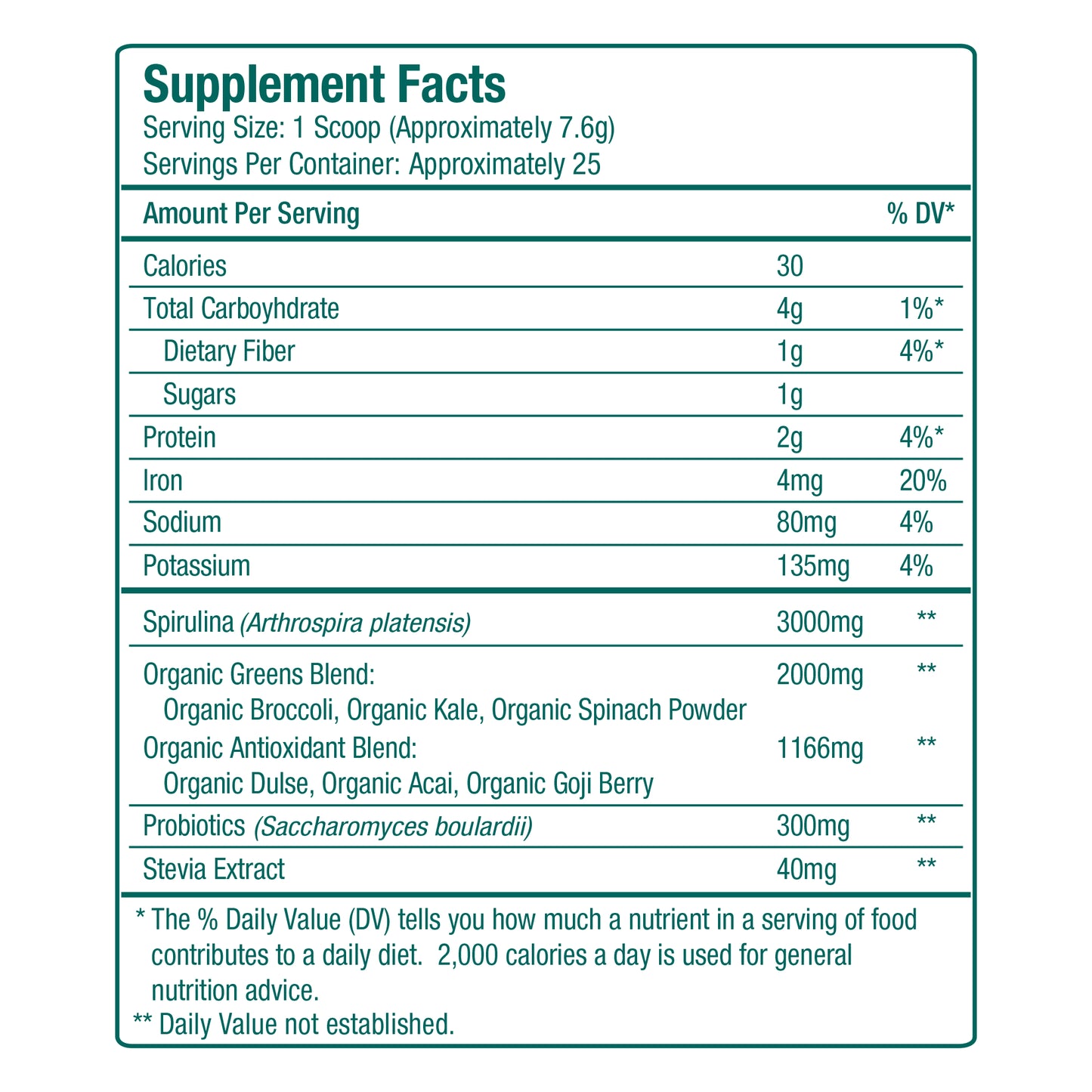 Hawaiian Spirulina Green Complete Superfood Powder