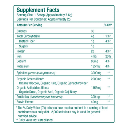 Hawaiian Spirulina Green Complete Superfood Powder