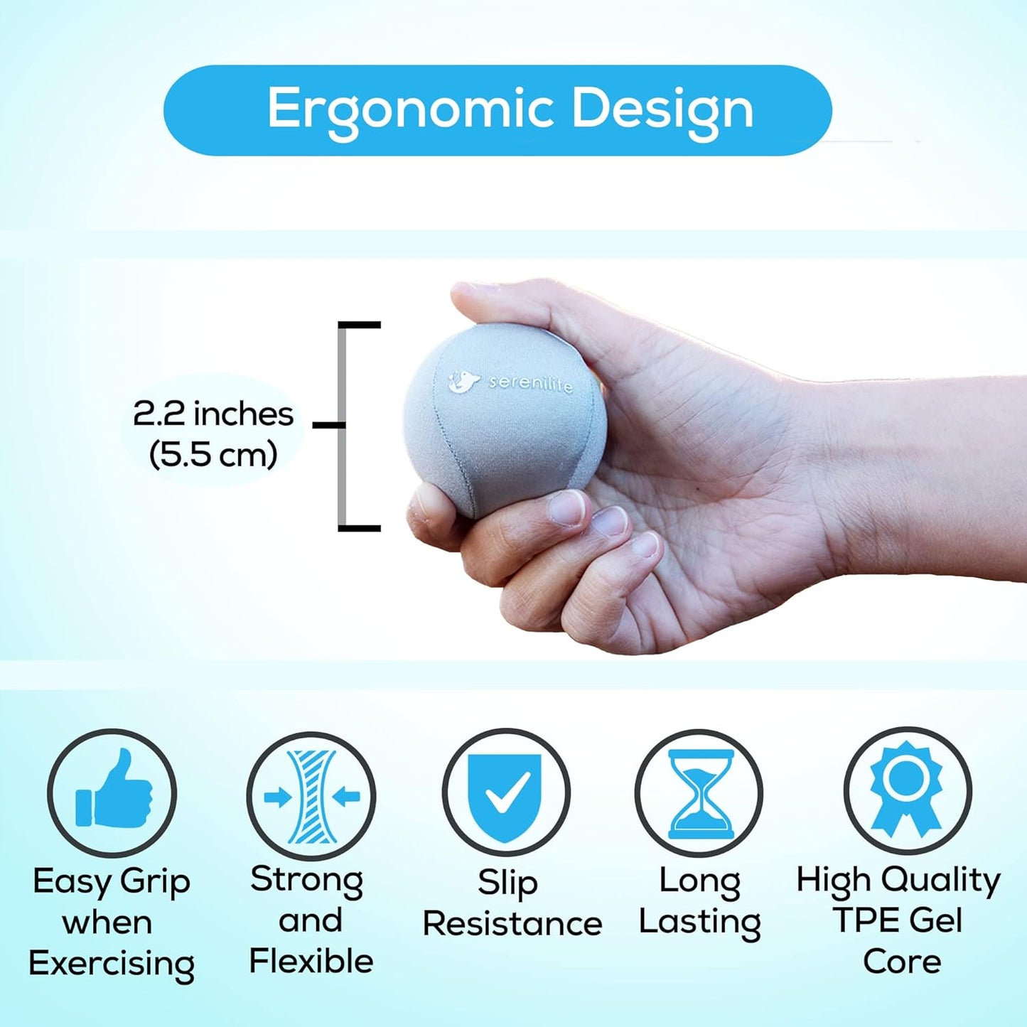 Stress Balls for Adults, Squeeze Ball for Hand Therapy, Stress Ball 1 Count, Hand Exercisers for Therapy & Grip Strengthening, Hand Grip Strengthener, Physical Therapy Balls