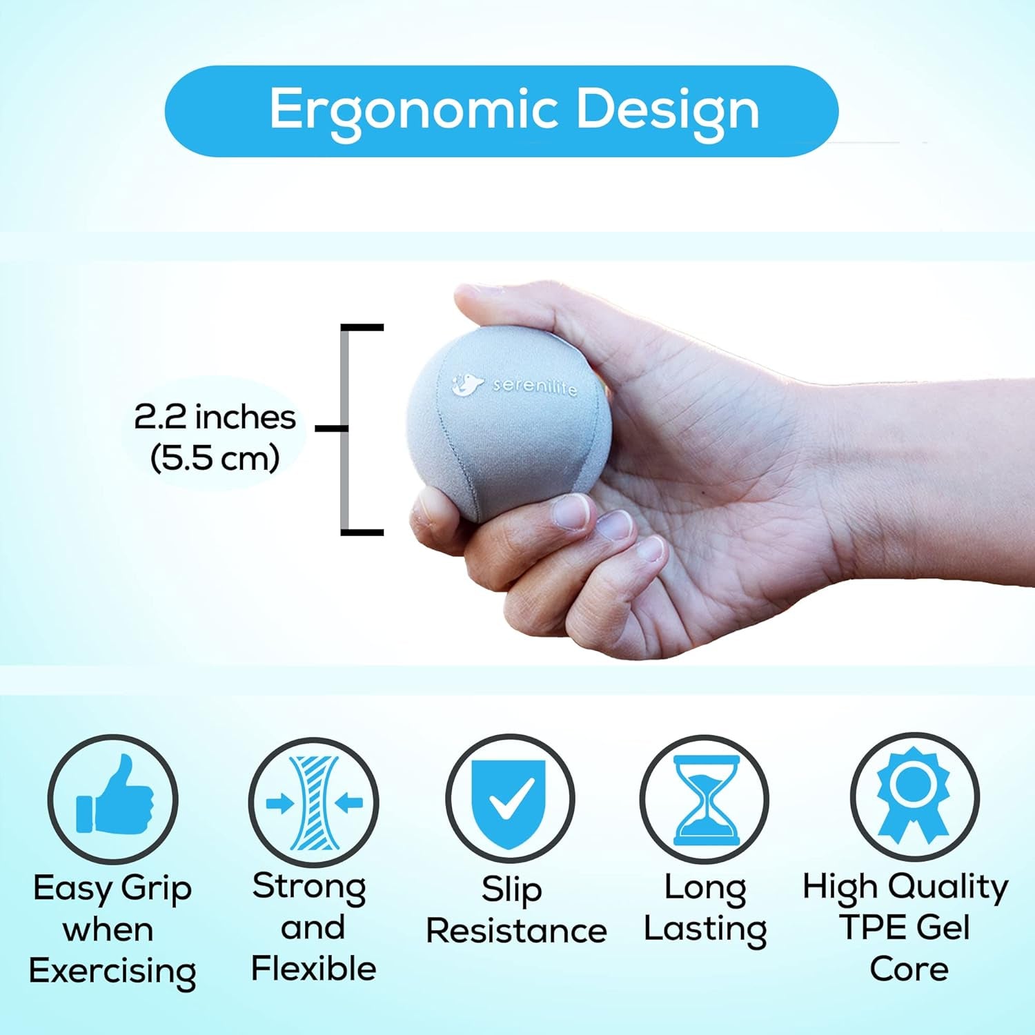 Stress Balls for Adults, Squeeze Ball for Hand Therapy, Stress Ball 1 Count, Hand Exercisers for Therapy & Grip Strengthening, Hand Grip Strengthener, Physical Therapy Balls