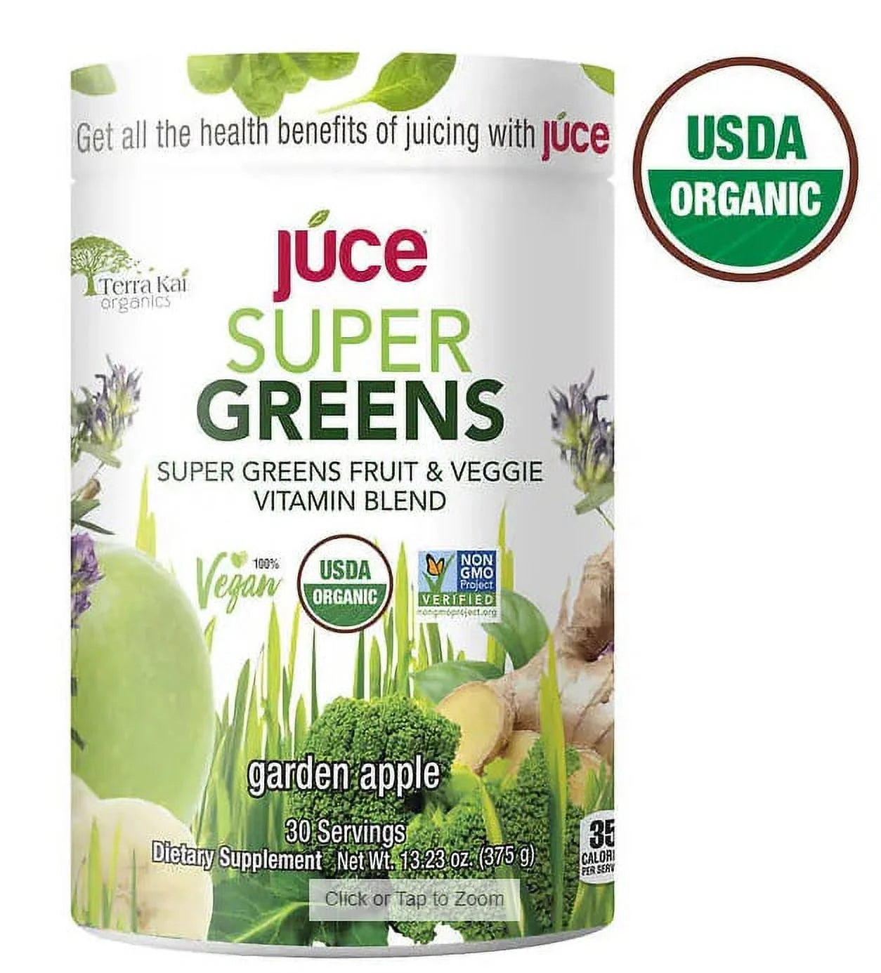USDA Organic Juce Super Greens Fruit and Veggie Powder, 13.23 Ounces