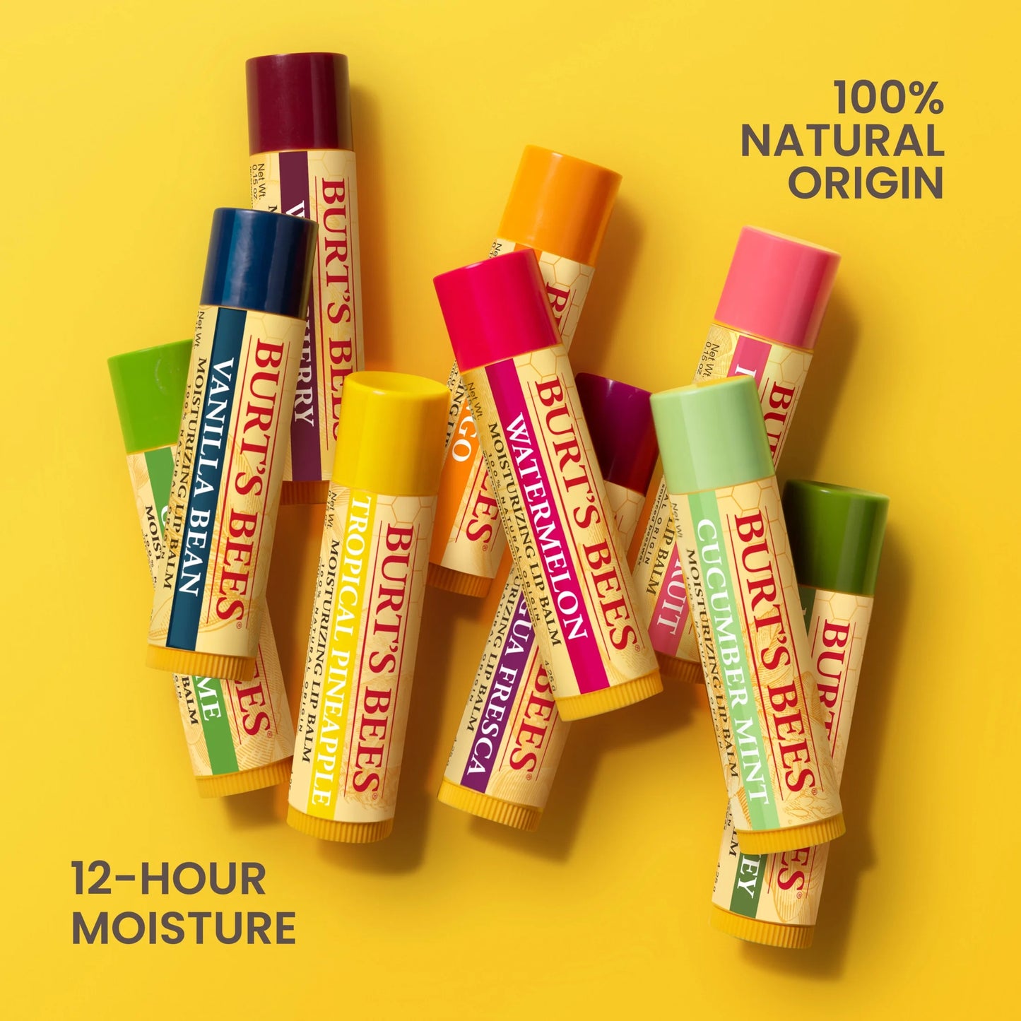 100% Natural Origin Moisturizing Lip Balm, Pomegranate, 2 Tubes