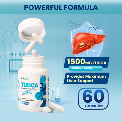 1450MG TUDCA Liver Supplement, Bile Salts Liver Support Supplement Complex, Liver Health for Liver Kidney Cleanse Detox and Repair, 60 Capsules