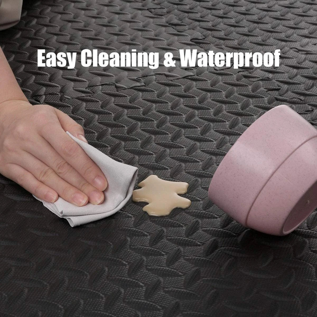 11.8" X 11.8" Black Foam Interlocking Floor Mats, Waterproof 12 Pack