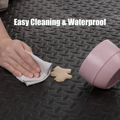 11.8" X 11.8" Black Foam Interlocking Floor Mats, Waterproof 12 Pack