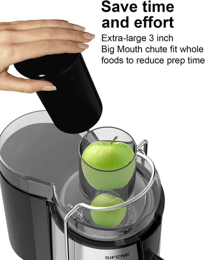 Quick Juicer Machine, Centrifugal Juicer with 3" Big Mouth for Whole Fruits & Veggies, Easy to Clean, Non-Bpa Stainless Steel Kitchen Juicer