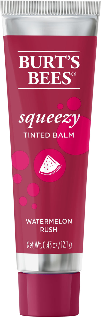 100% Natural Squeezy Tinted Lip Balm with Beeswax, Watermelon Rush, 1 Tube