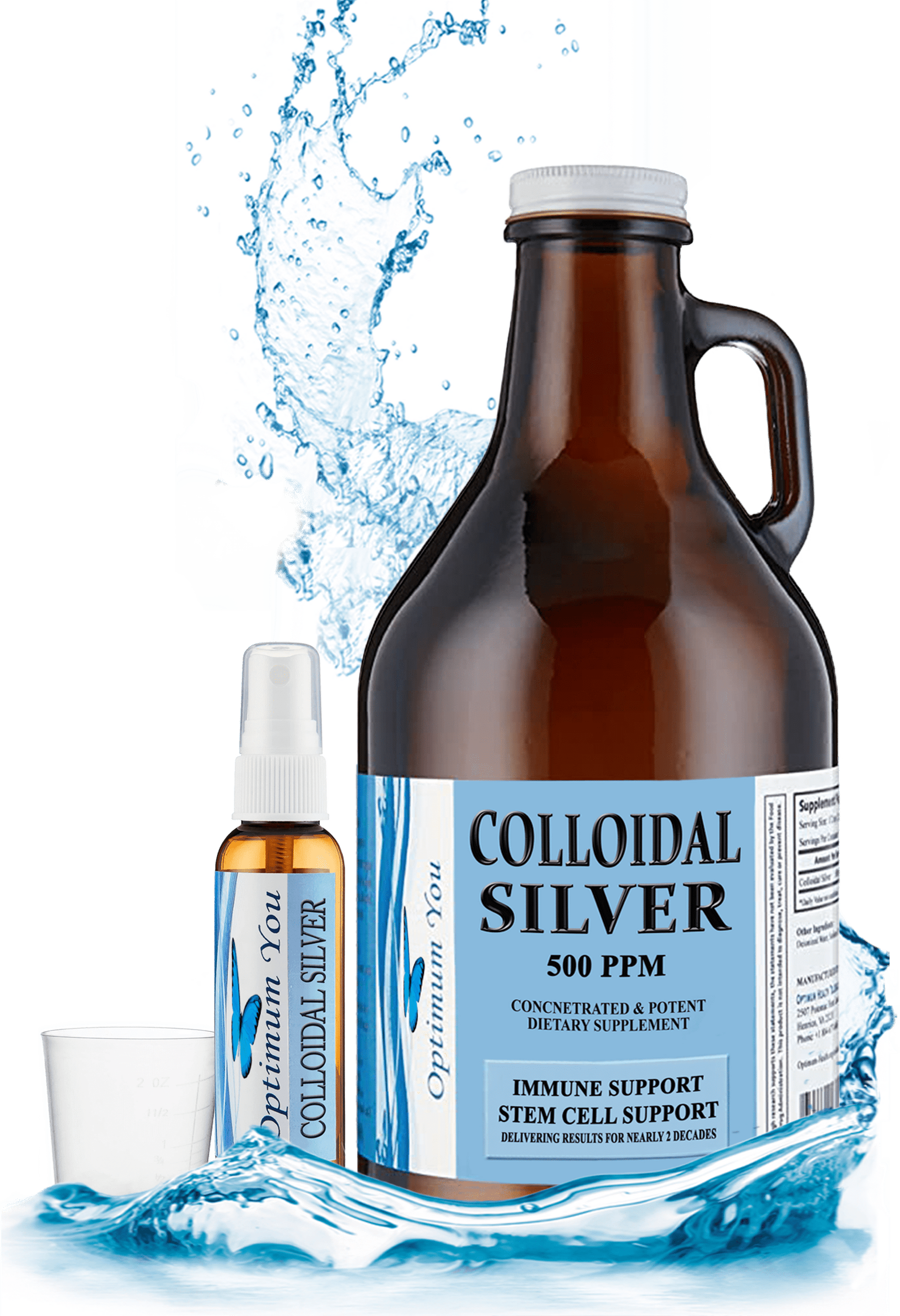 Extra Strength Colloidal Silver by  | 500 PPM (32 Oz) with Spray Bottle - Immune Support - Stem Cell Support - Superior Healing - Family Size