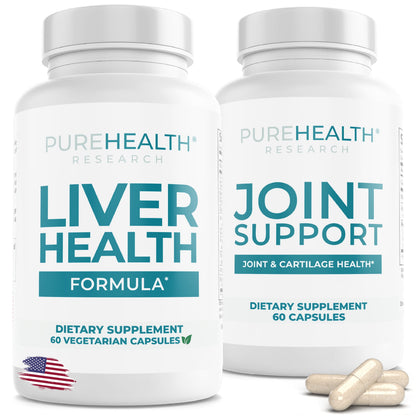 Liver Health Formula for Liver Cleanse & Detox and Joint Support Supplement for Joint Health, Bundle Pack by