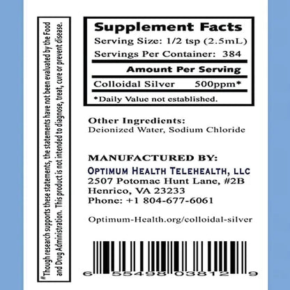 Extra Strength Colloidal Silver by  | 500 PPM (32 Oz) with Spray Bottle - Immune Support - Stem Cell Support - Superior Healing - Family Size