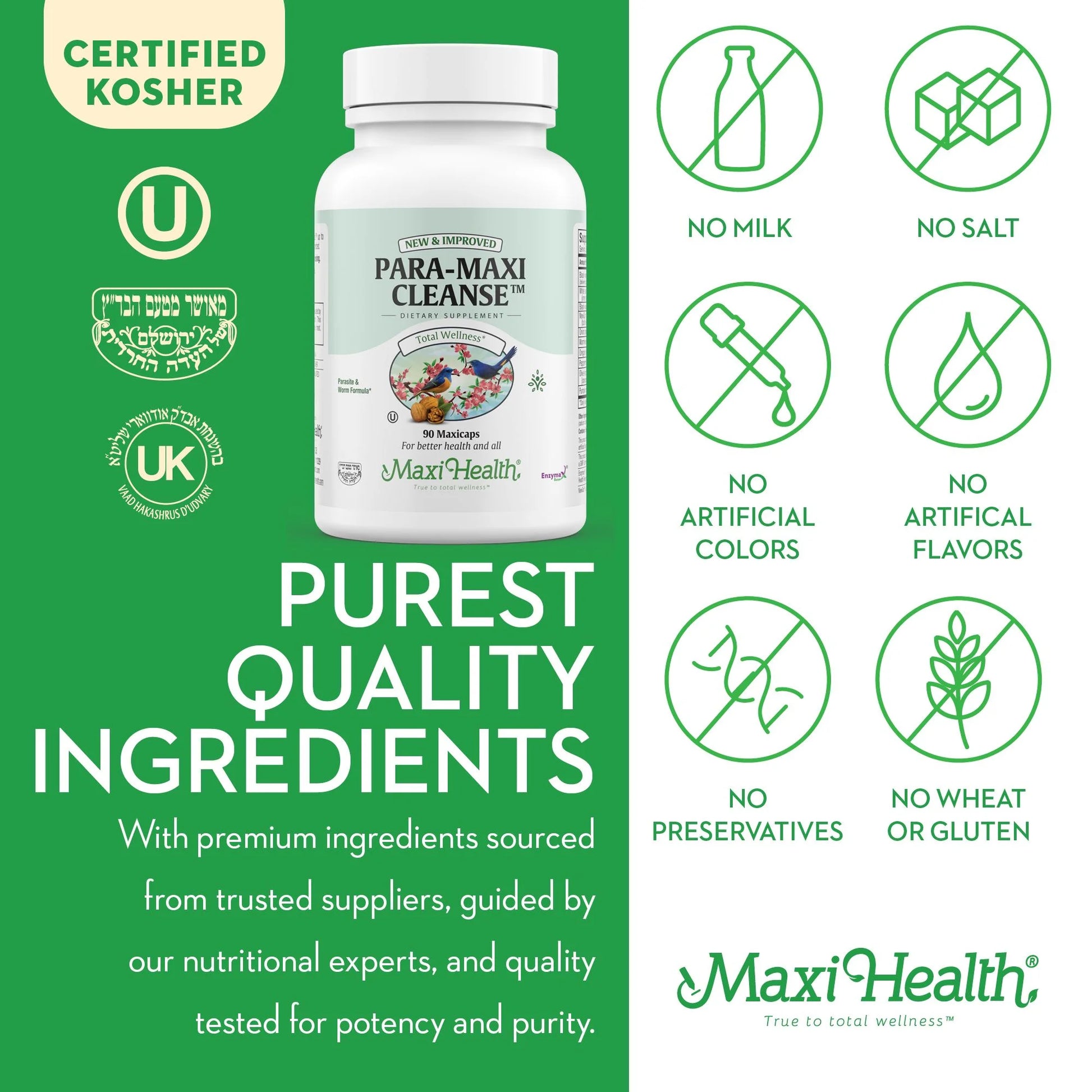 Intestinal Cleanse for Humans - Natural Digestive Colon Gut Flora Body Detox for Women - Gut Cleanse for Men - Bloated Belly Relief with Black Walnut Wormwood Herb (90 Capsules)