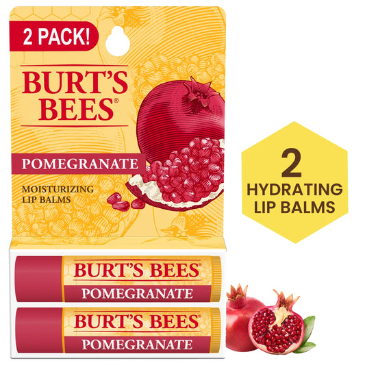 100% Natural Origin Moisturizing Lip Balm, Pomegranate, 2 Tubes