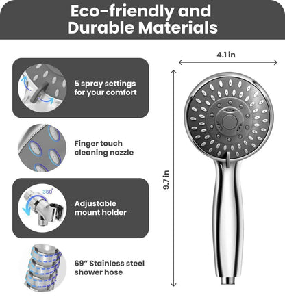 Filtered Shower Head with Handheld Shower Heads High Pressure 5 Spray Modes