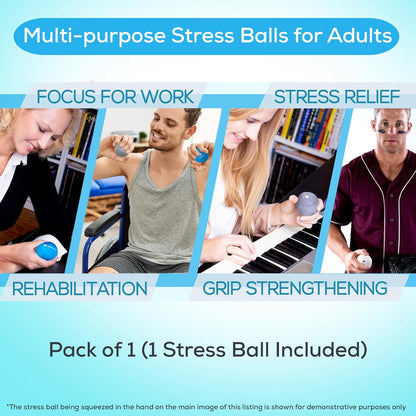 Stress Balls for Adults, Squeeze Ball for Hand Therapy, Stress Ball 1 Count, Hand Exercisers for Therapy & Grip Strengthening, Hand Grip Strengthener, Physical Therapy Balls