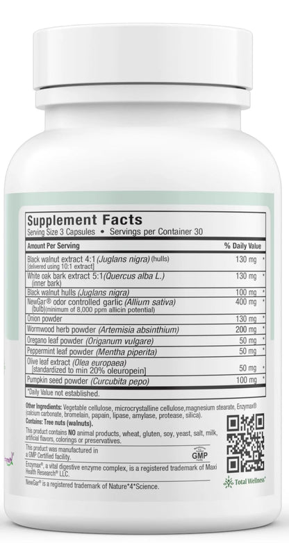 Intestinal Cleanse for Humans - Natural Digestive Colon Gut Flora Body Detox for Women - Gut Cleanse for Men - Bloated Belly Relief with Black Walnut Wormwood Herb (90 Capsules)